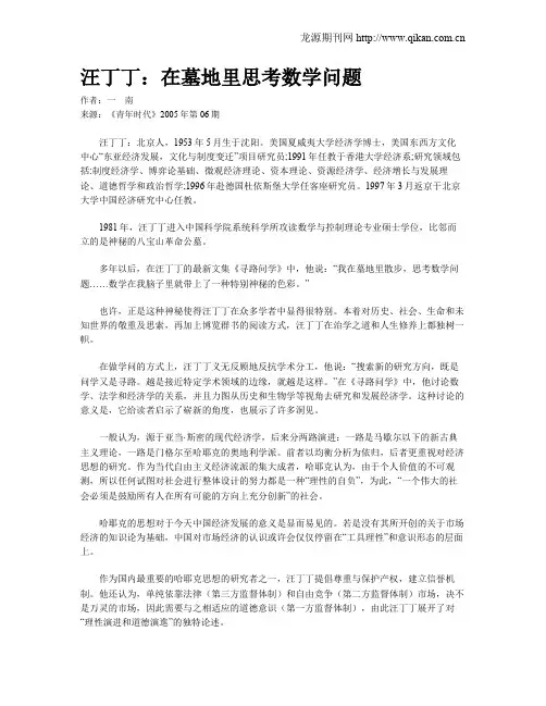 汪丁丁：在墓地里思考数学问题