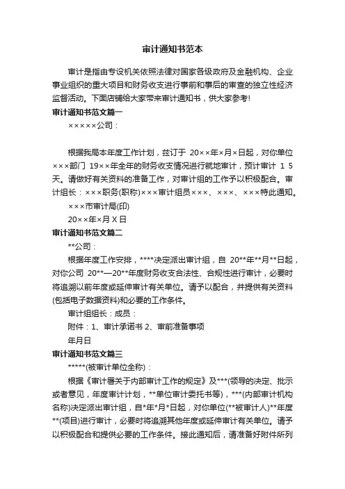 审计通知书范本