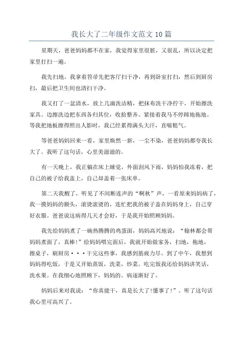 我长大了二年级作文范文10篇
