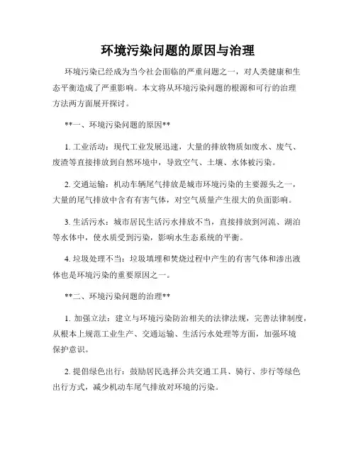 环境污染问题的原因与治理