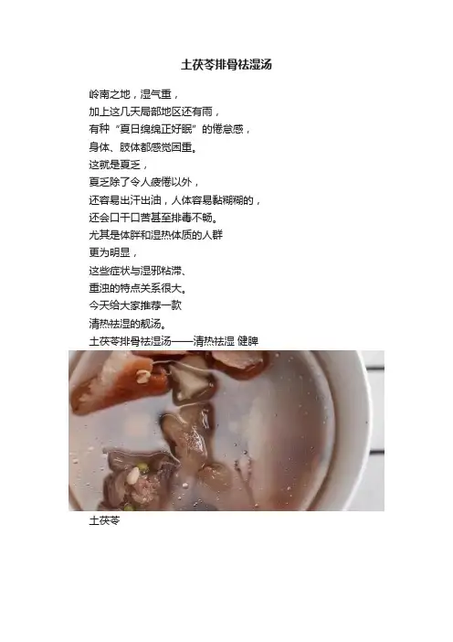 土茯苓排骨祛湿汤