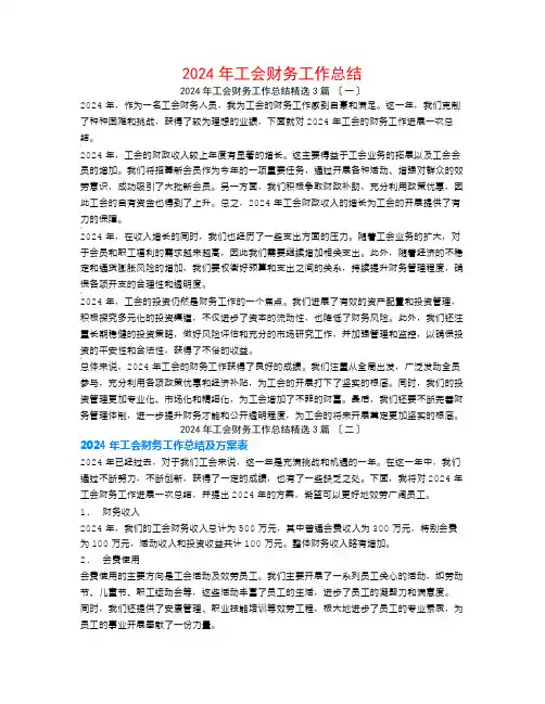 2024年工会财务工作总结3篇