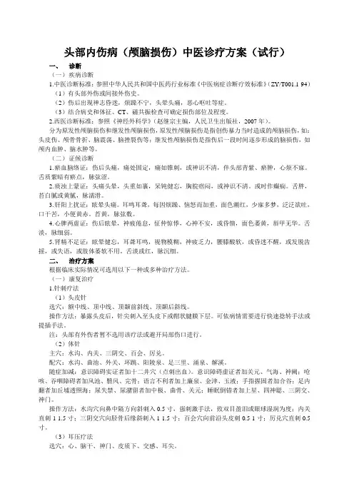 头部内伤病诊疗方案