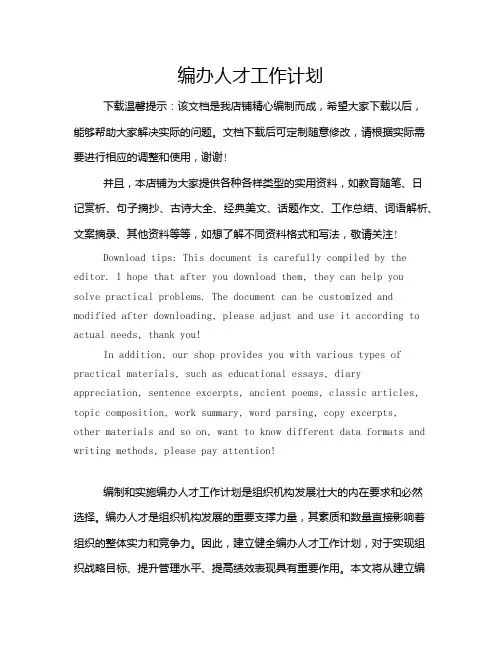 编办人才工作计划