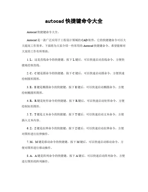 autocad快捷键命令大全