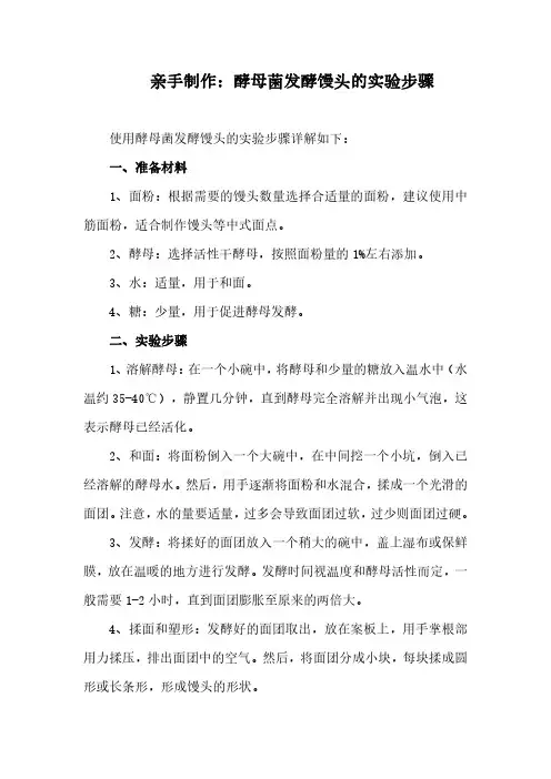 用酵母菌发酵馒头的实验步骤