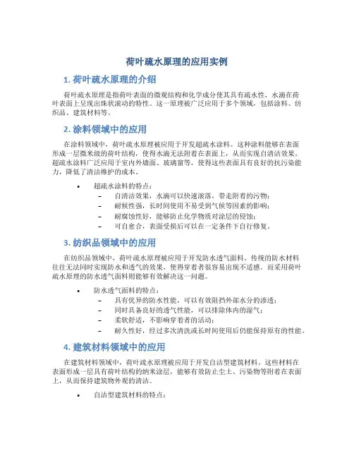 荷叶疏水原理的应用实例