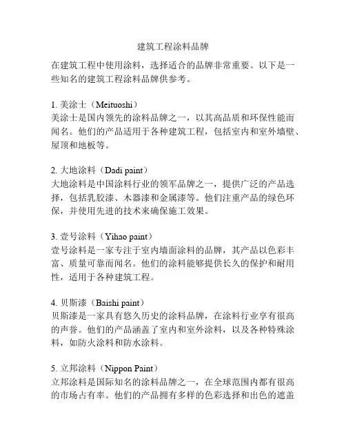 建筑工程涂料品牌