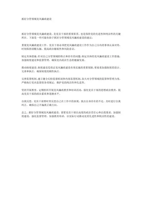 抓好分管领域党风廉政建设