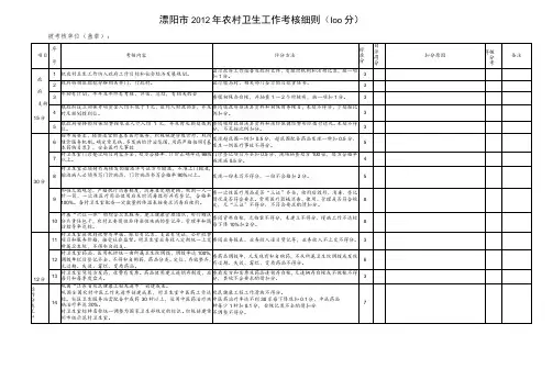 溧阳市2012年农村卫生工作考核细则100分