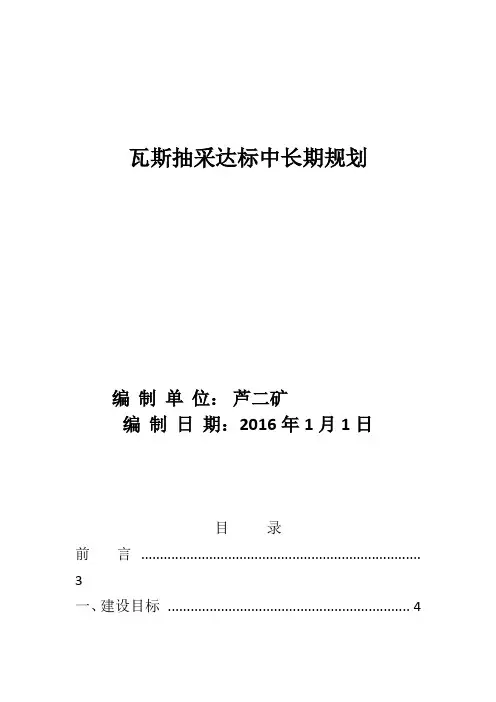 2016芦二矿抽采达标中长期规划汇总