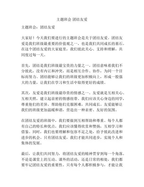 主题班会 团结友爱