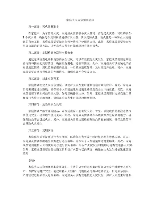 家庭火灾应急预案动画