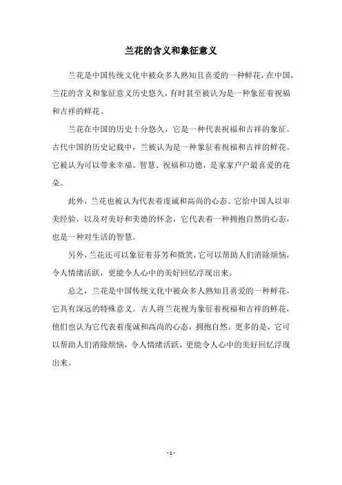 兰花的含义和象征意义