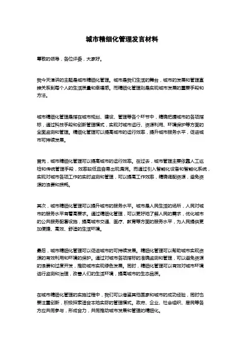城市精细化管理发言材料