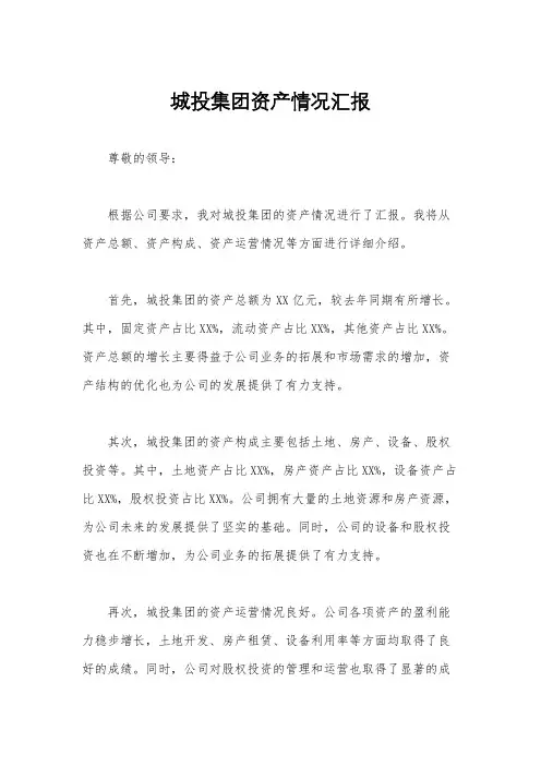 城投集团资产情况汇报