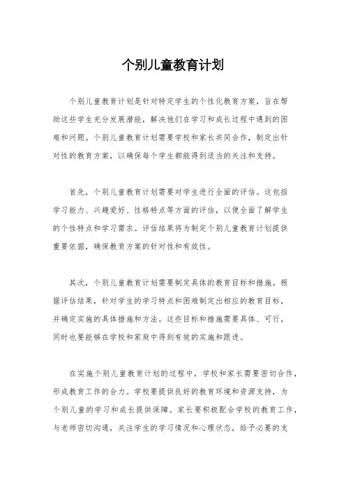 个别儿童教育计划