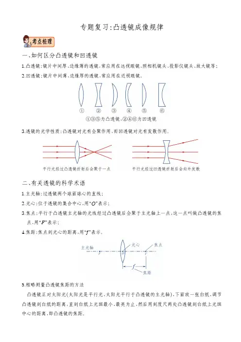 2021年八年级物理重难点-凸透镜成像规律知识点总结及练习(含答案)