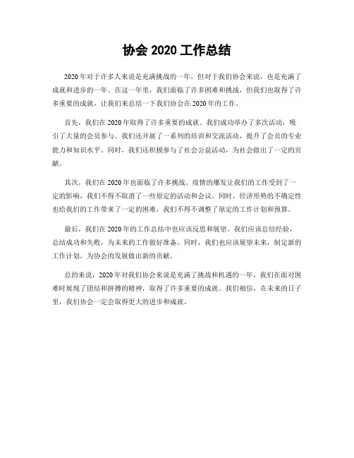 协会2020工作总结