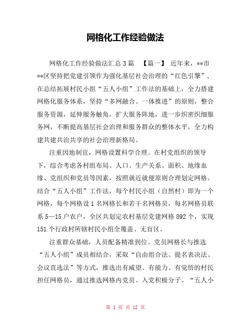 网格化工作经验做法