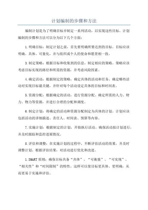 计划编制的步骤和方法