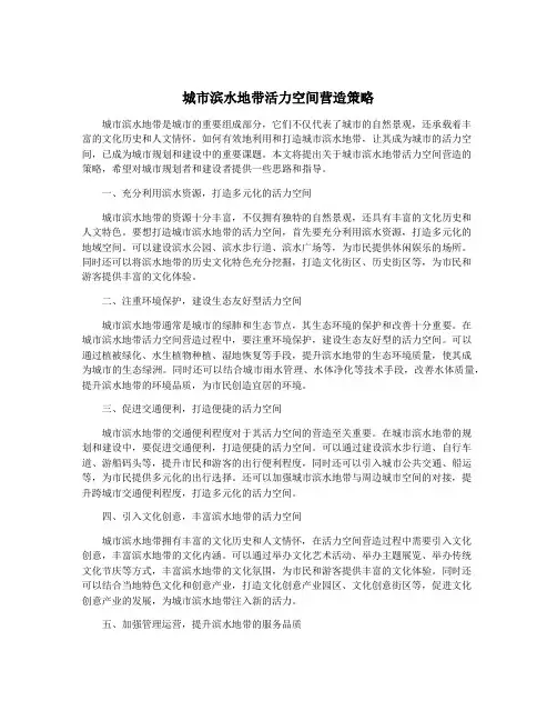 城市滨水地带活力空间营造策略