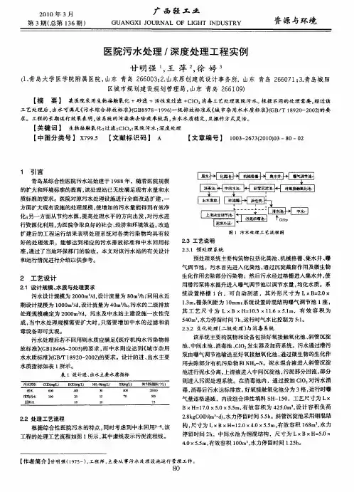 医院污水处理／深度处理工程实例