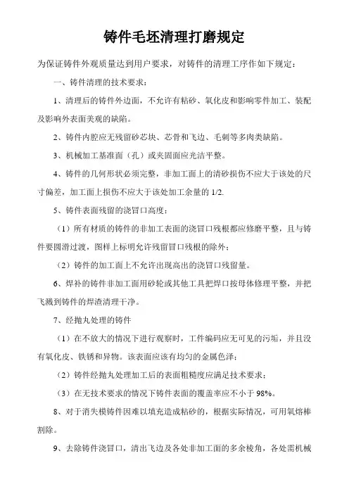 铸件清砂标准