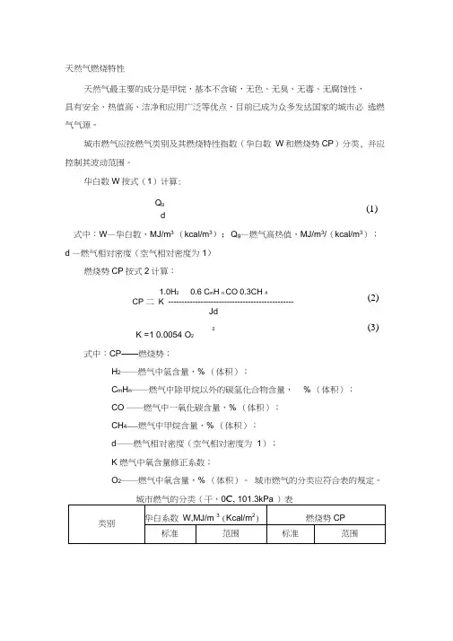 天然气燃烧特性