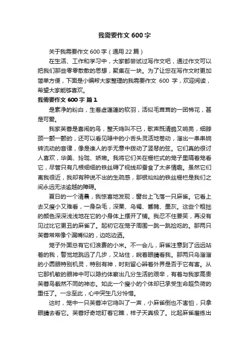 关于我需要作文600字（通用22篇）