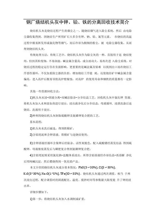 钢厂烧结机头灰中钾、铅、铁的分离回收技术简介