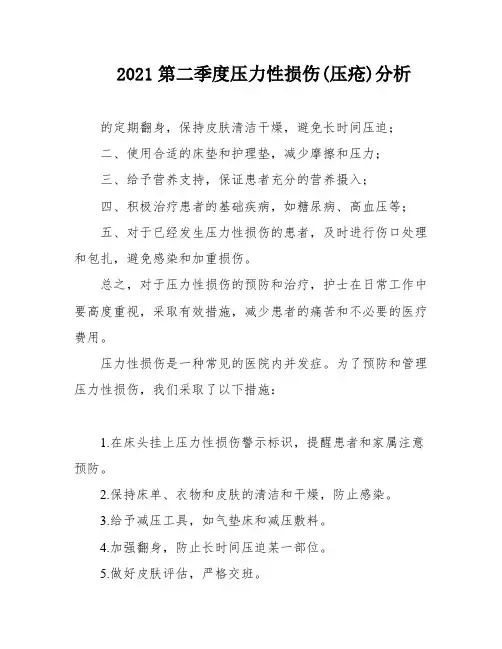 2021第二季度压力性损伤(压疮)分析