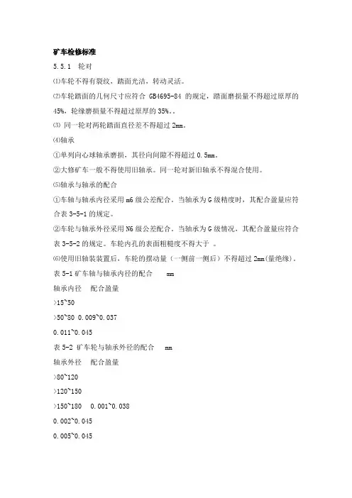 矿车检修标准