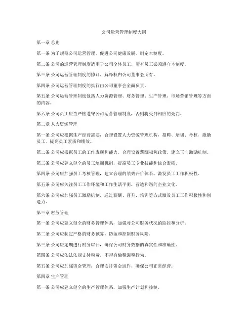 公司运营管理制度大纲