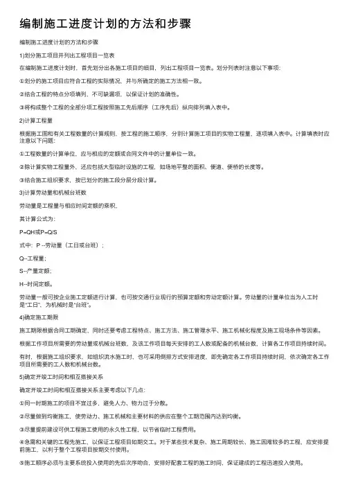 编制施工进度计划的方法和步骤