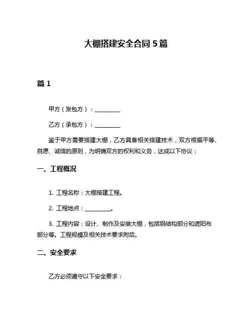大棚搭建安全合同5篇
