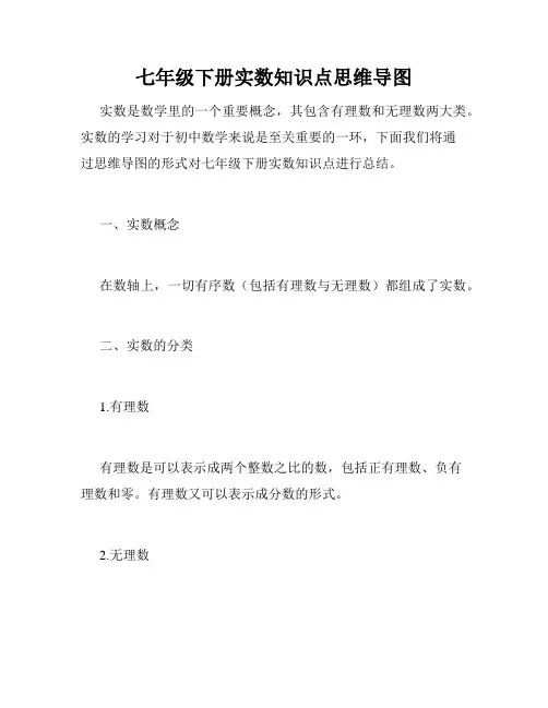 七年级下册实数知识点思维导图