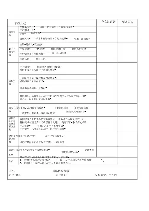 住院病历质控表(1)