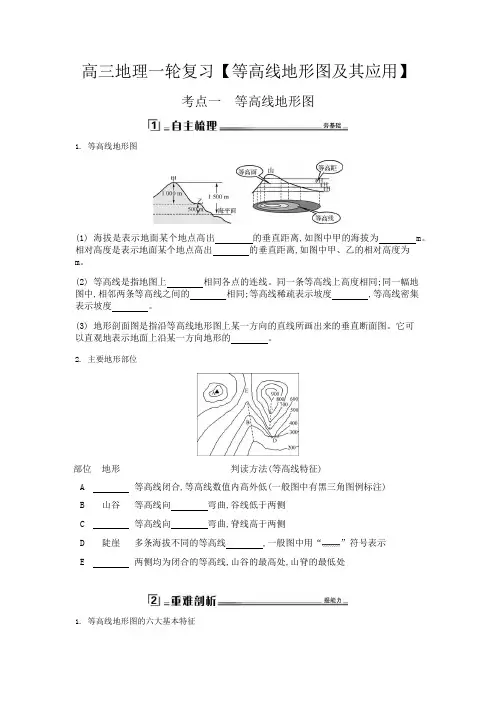 高三地理一轮复习【等高线地形图及其应用】