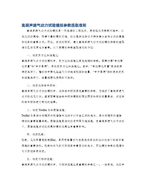 高超声速气动力试验模拟参数选取准则