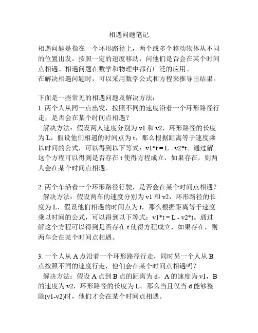 相遇问题笔记