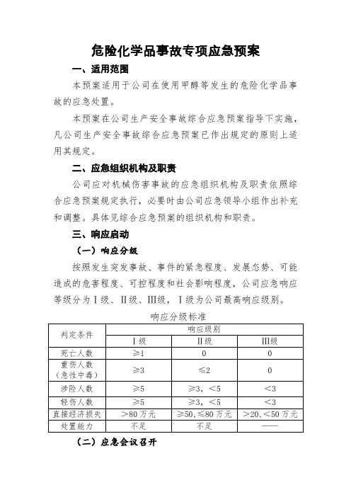 危险化学品事故专项应急预案
