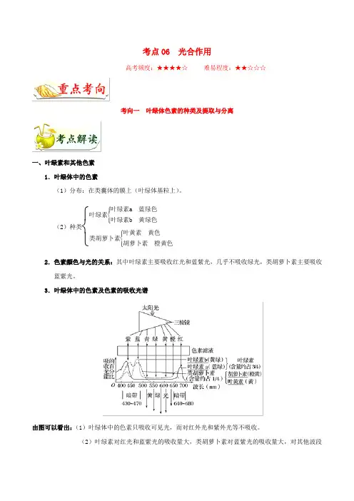 浙江新高考备战2020版高考生物考点一遍过06光合作用(含解析)