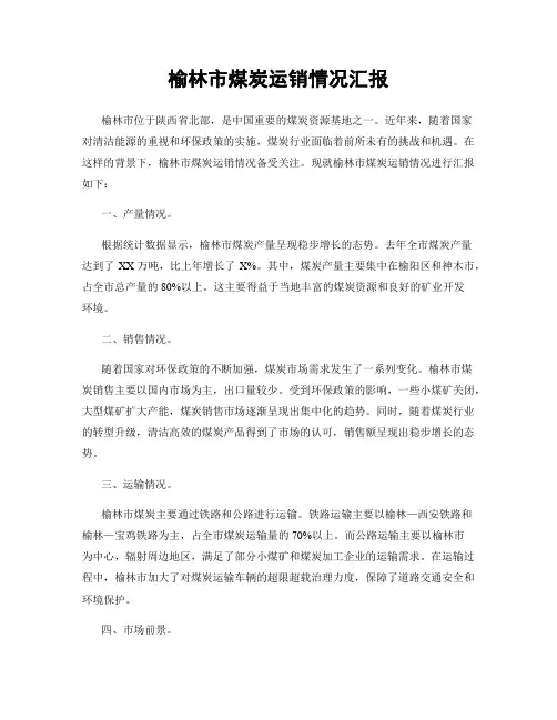 榆林市煤炭运销情况汇报