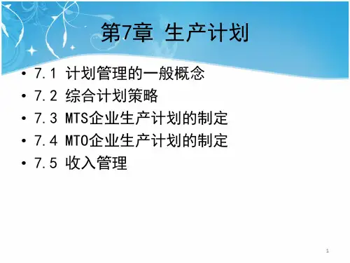 精选生产计划管理培训教材PPT77页