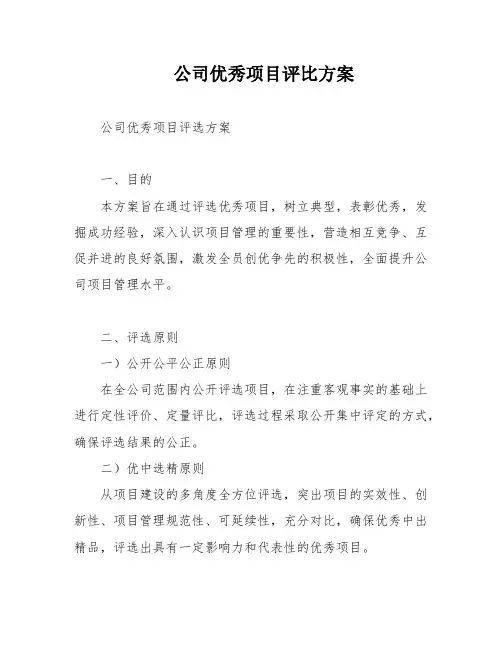 公司优秀项目评比方案