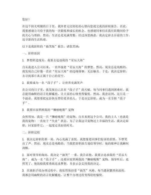 搞笑的我辞职报告