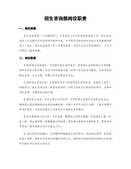 招生咨询部岗位职责