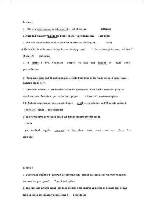 高级英语第一册修辞手法总结.docx