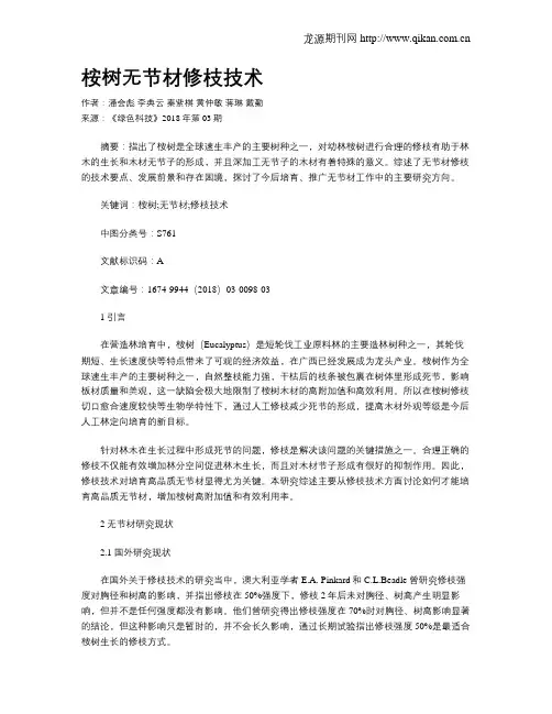桉树无节材修枝技术